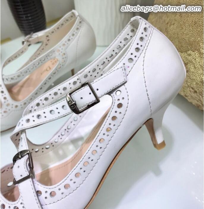 Good Looking Dior Teddy-D Cross Straps Pump in Brushed and Perforated Leather G20602 White 2020