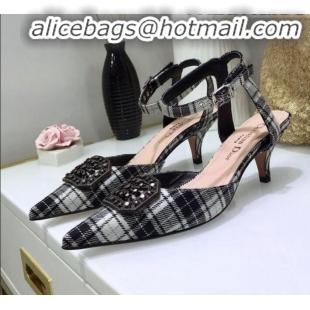 Famous Brand Dior Gang Charm Slingback Pump in Grey Tartan Fabric G20604 2020