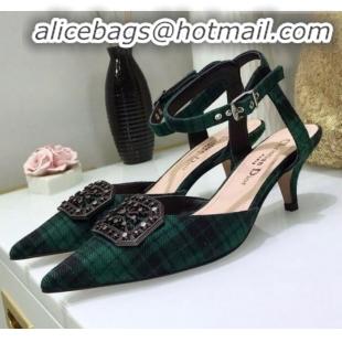 Hot Sale Dior Gang Charm Slingback Pump in Green Tartan Fabric G20605 2020