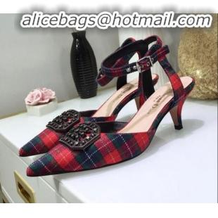 Lower Price Dior Gang Charm Slingback Pump in Red Tartan Fabric G20605 2020