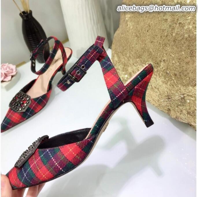 Lower Price Dior Gang Charm Slingback Pump in Red Tartan Fabric G20605 2020