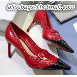 Discount Dior Spectadior Strap Pumps in Perforated Leather G21804 Red/Black 2020