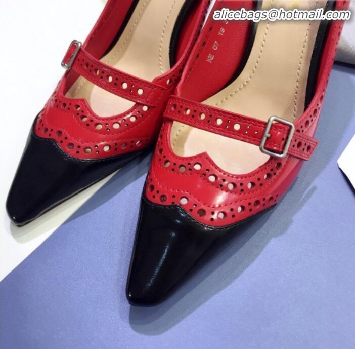 Discount Dior Spectadior Strap Pumps in Perforated Leather G21804 Red/Black 2020