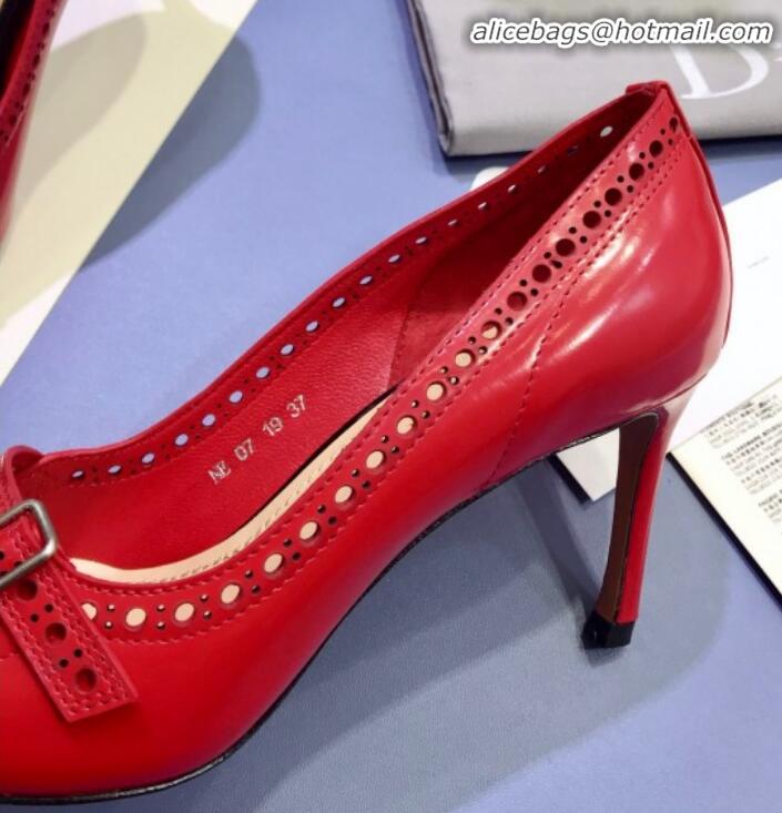 Discount Dior Spectadior Strap Pumps in Perforated Leather G21804 Red/Black 2020