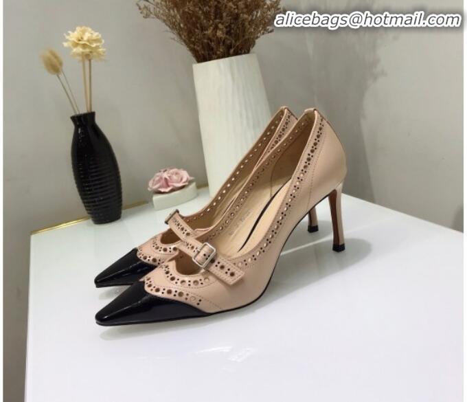 Discount Dior Spectadior Strap Pumps in Perforated Leather G21804 Nude/Black 2020