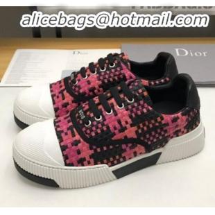 Best Quality Dior D-Smash Woven Calfskin Sneakers G21813 Pink 2020