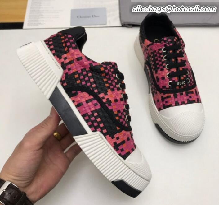 Best Quality Dior D-Smash Woven Calfskin Sneakers G21813 Pink 2020