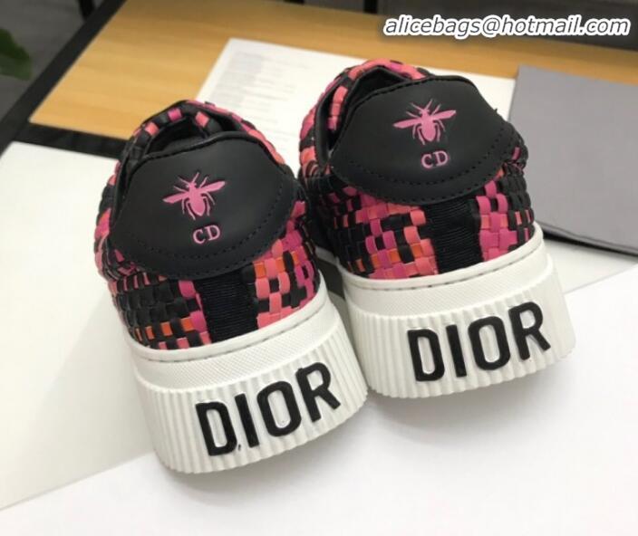 Best Quality Dior D-Smash Woven Calfskin Sneakers G21813 Pink 2020