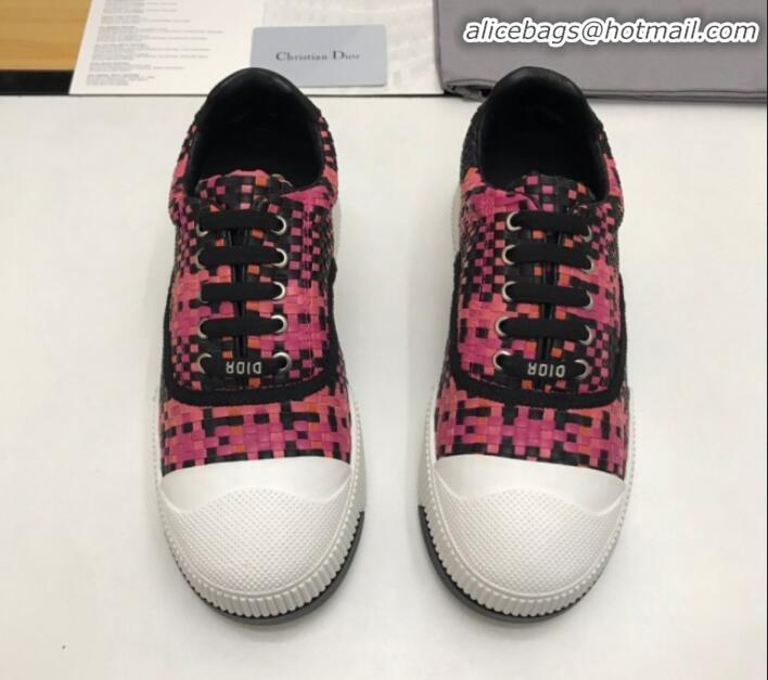 Best Quality Dior D-Smash Woven Calfskin Sneakers G21813 Pink 2020