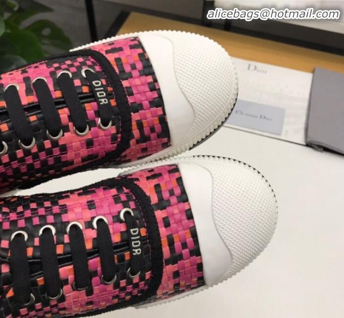 Best Quality Dior D-Smash Woven Calfskin Sneakers G21813 Pink 2020