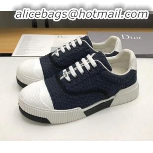 Top Quality Dior D-Smash Woven Calfskin Sneakers G21813 Navy Blue 2020