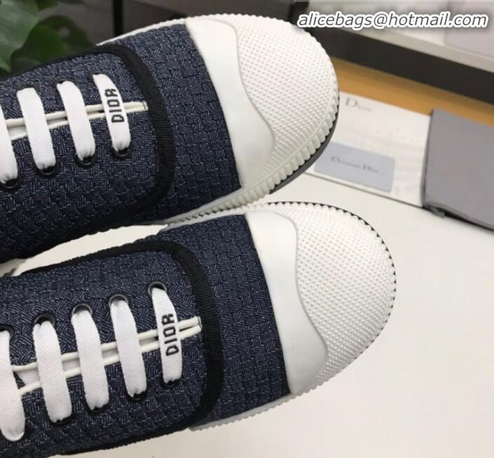 Top Quality Dior D-Smash Woven Calfskin Sneakers G21813 Navy Blue 2020