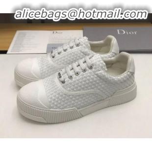 New Style Dior D-Smash Woven Calfskin Sneakers G21813 White 2020