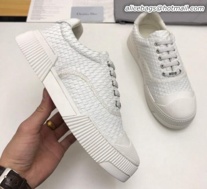 New Style Dior D-Smash Woven Calfskin Sneakers G21813 White 2020