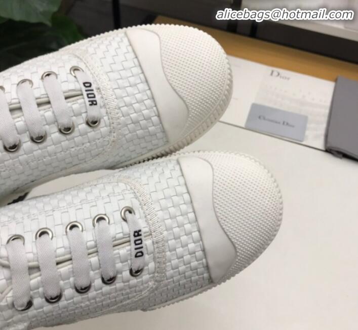 New Style Dior D-Smash Woven Calfskin Sneakers G21813 White 2020