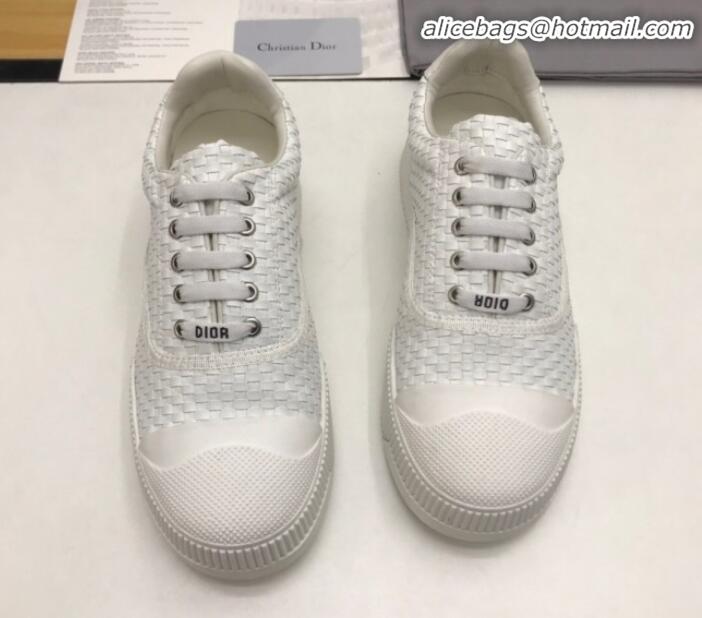 New Style Dior D-Smash Woven Calfskin Sneakers G21813 White 2020