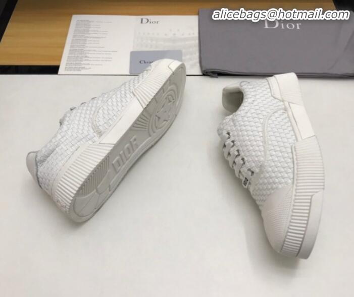 New Style Dior D-Smash Woven Calfskin Sneakers G21813 White 2020