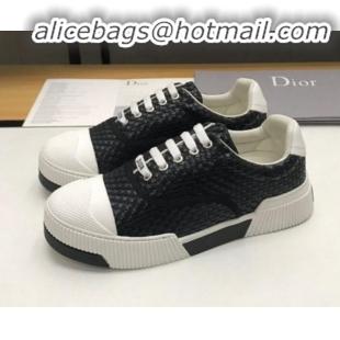 Top Quality Dior D-Smash Woven Calfskin Sneakers G21813 Black 2020