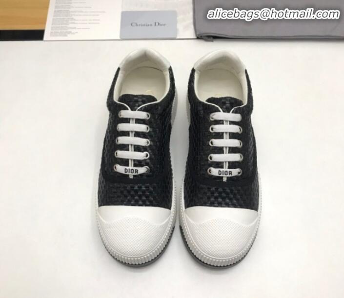 Top Quality Dior D-Smash Woven Calfskin Sneakers G21813 Black 2020