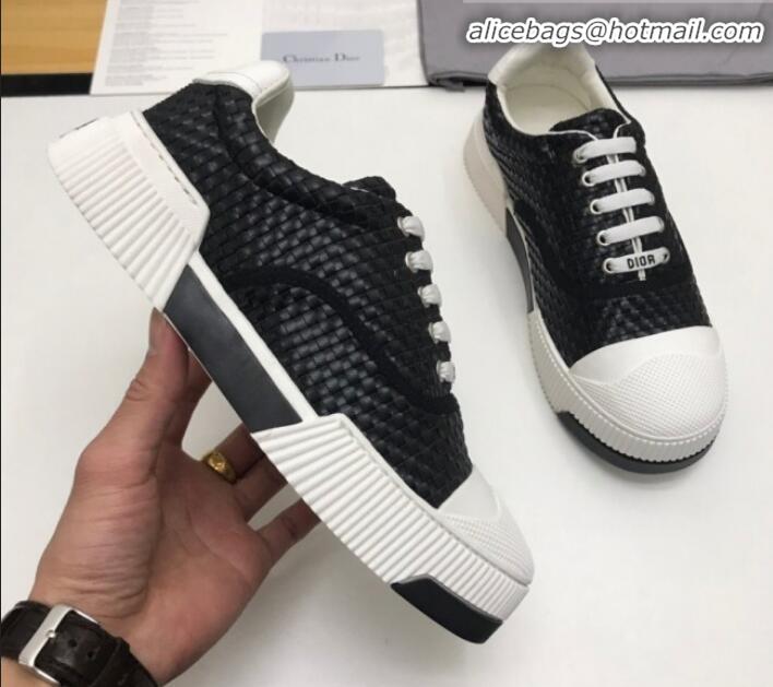 Top Quality Dior D-Smash Woven Calfskin Sneakers G21813 Black 2020