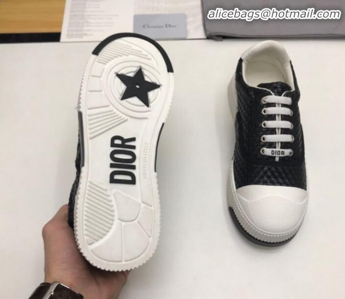 Top Quality Dior D-Smash Woven Calfskin Sneakers G21813 Black 2020