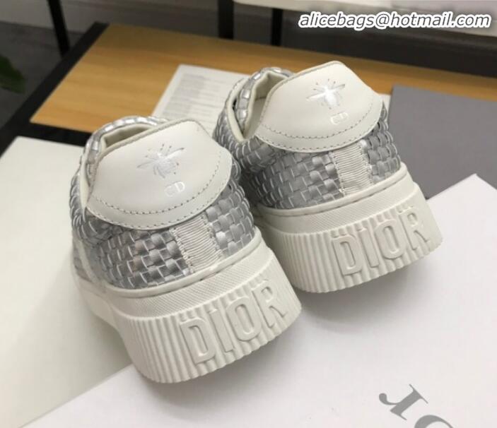 New Fashion Dior D-Smash Woven Calfskin Sneakers G21813 Silver 2020