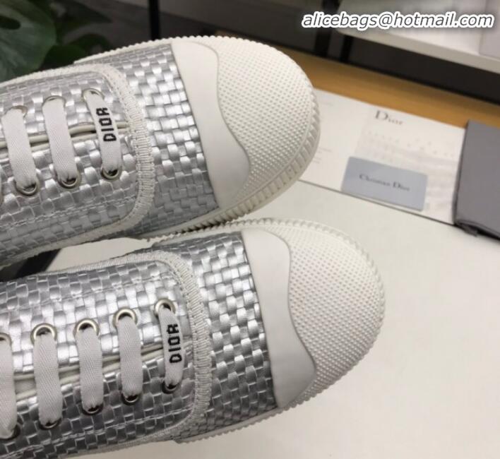 New Fashion Dior D-Smash Woven Calfskin Sneakers G21813 Silver 2020