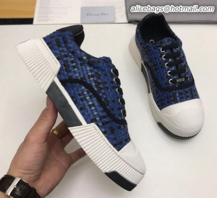 Best Price Dior D-Smash Woven Calfskin Sneakers G21819 Navy Blue 2020