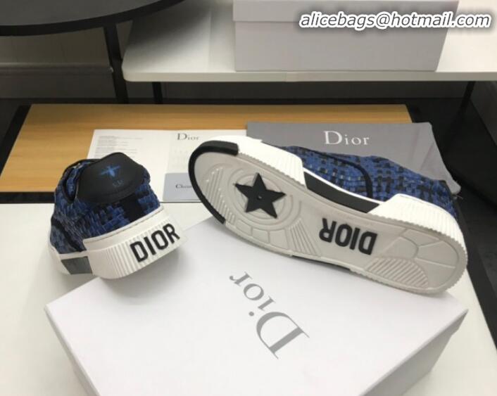 Best Price Dior D-Smash Woven Calfskin Sneakers G21819 Navy Blue 2020