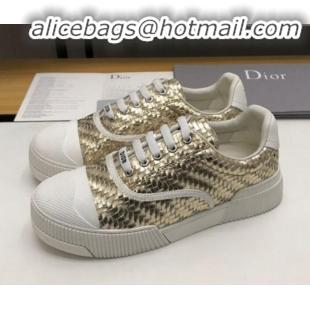 Good Quality Dior D-Smash Woven Calfskin Sneakers G21819 Gold 220