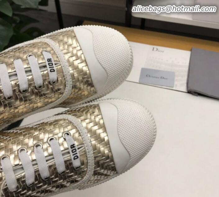 Good Quality Dior D-Smash Woven Calfskin Sneakers G21819 Gold 220