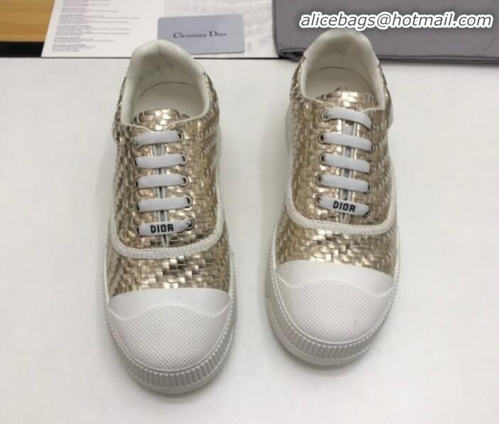 Good Quality Dior D-Smash Woven Calfskin Sneakers G21819 Gold 220