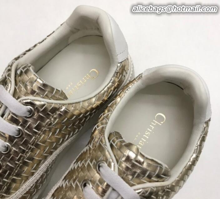 Good Quality Dior D-Smash Woven Calfskin Sneakers G21819 Gold 220