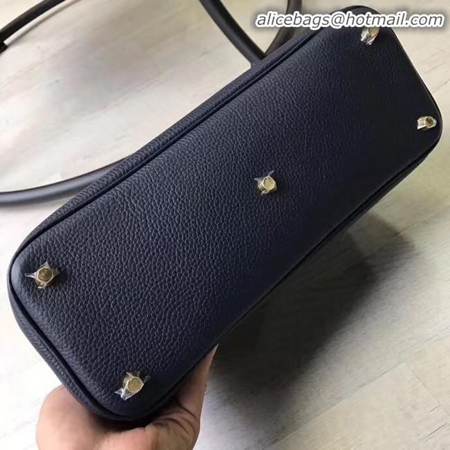 Best Quality Dior Diorissimo Bag in Original Grainy Leather CD0678 navy blue & Gold-Tone Metal