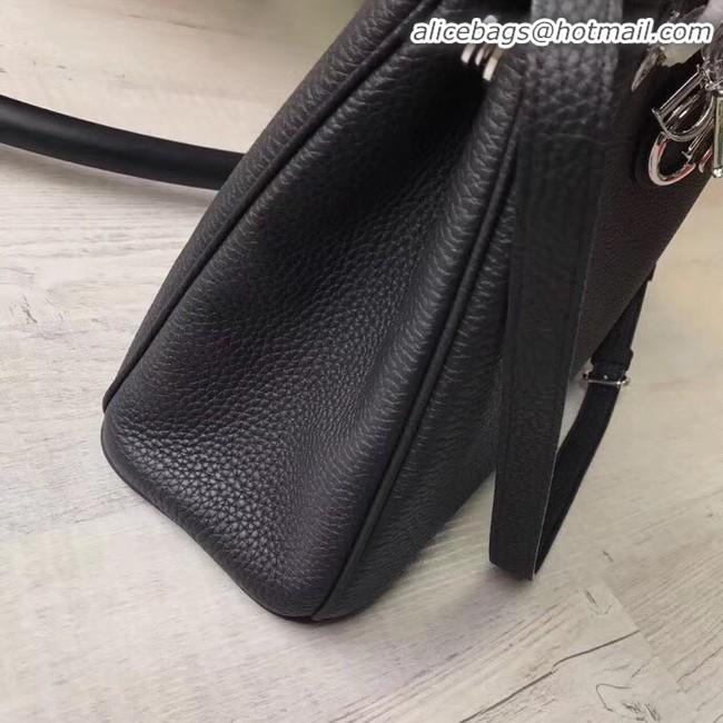 Discount Dior Diorissimo Bag in Original Grainy Leather CD0678 black & silver-Tone Metal