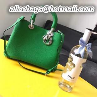 Grade Design Dior Diorissimo Bag in Original Grainy Leather CD0678 green & silver-Tone Metal