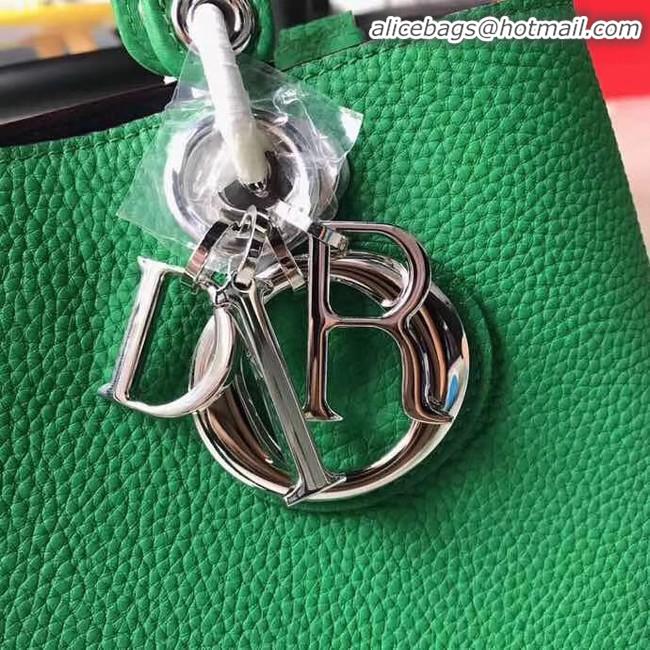 Grade Design Dior Diorissimo Bag in Original Grainy Leather CD0678 green & silver-Tone Metal