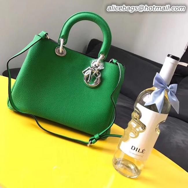 Grade Design Dior Diorissimo Bag in Original Grainy Leather CD0678 green & silver-Tone Metal