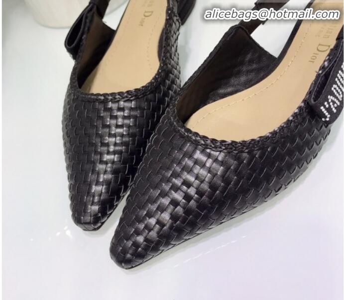 Unique Style Dior J'Adior Slingback Flat Pumps in Braided Black Lambskin G23127 2020