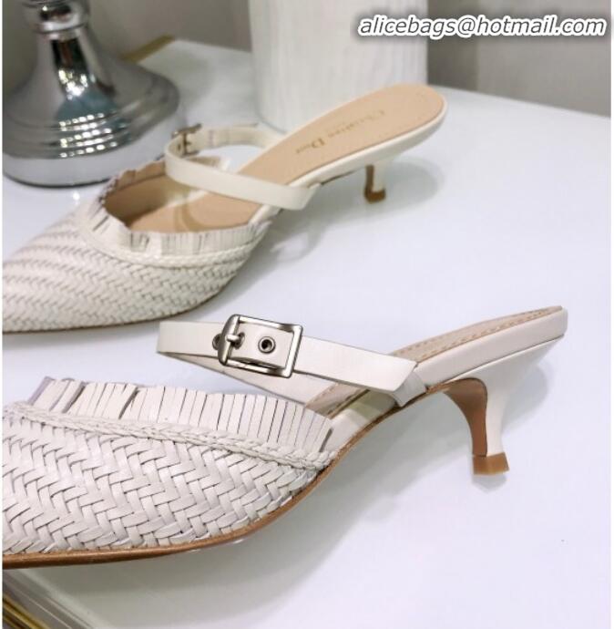 Top Grade Dior J'Adior Teddy-D Fringe Mules in Braided Lambskin G10301 White 2020