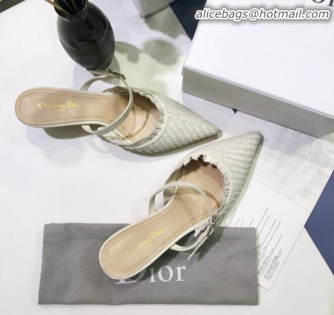 Top Grade Dior J'Adior Teddy-D Fringe Mules in Braided Lambskin G10301 White 2020