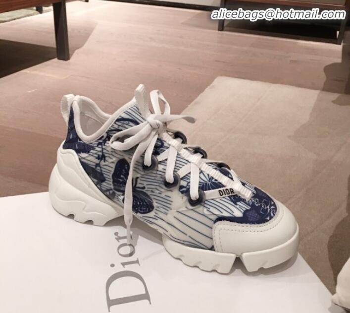 Top Quality Dior D-Connect Butterfly Neoprene Low-top Sneakers G11639 Navy Blue 2020