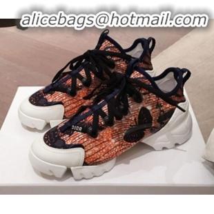 Fashion Dior D-Connect Butterfly Neoprene Low-top Sneakers G11639 Orange 2020