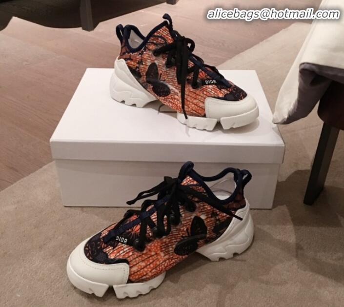 Fashion Dior D-Connect Butterfly Neoprene Low-top Sneakers G11639 Orange 2020