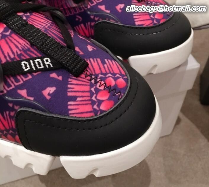 Best Luxury Dior D-Connect Fireworks Neoprene Low-top Sneakers G11642 Fuchsia/Deep Blue 2020