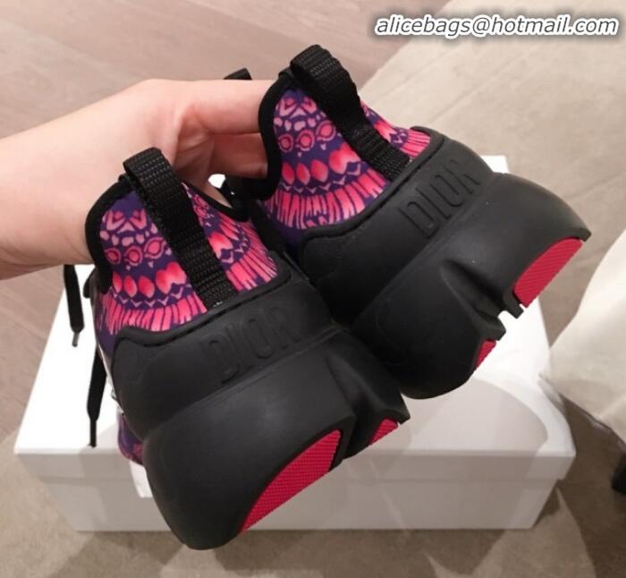 Best Luxury Dior D-Connect Fireworks Neoprene Low-top Sneakers G11642 Fuchsia/Deep Blue 2020