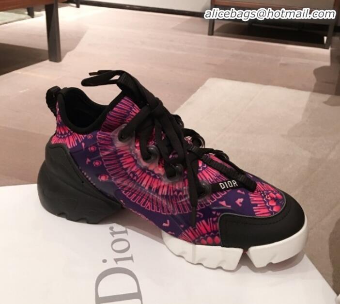 Best Luxury Dior D-Connect Fireworks Neoprene Low-top Sneakers G11642 Fuchsia/Deep Blue 2020