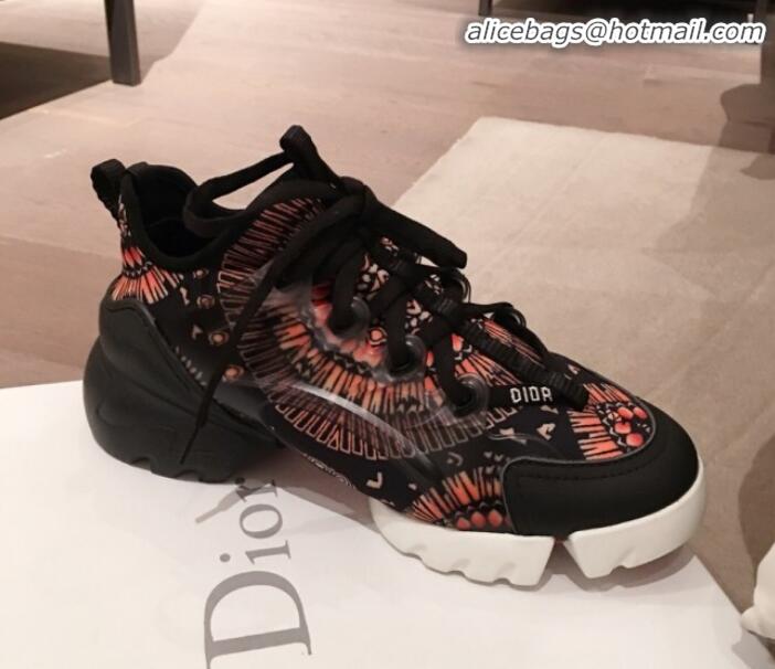 Luxury Hot Dior D-Connect Fireworks Neoprene Low-top Sneakers G11642 Black/Orange 2020