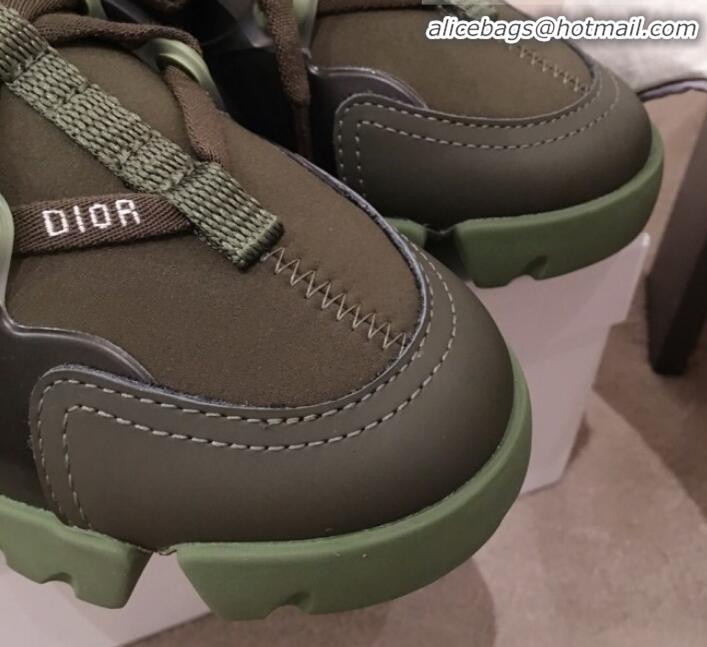 Luxury Dior D-Connect Neoprene Low-top Sneakers G11644 Khaki Green 2020