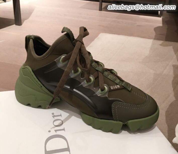 Luxury Dior D-Connect Neoprene Low-top Sneakers G11644 Khaki Green 2020